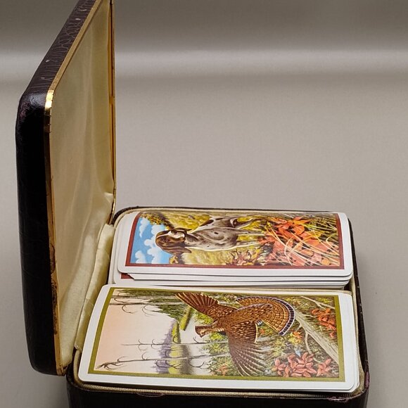 playing cards 2 decks 2 masculine hunting design original case vtg Windsor 1960s - Picture 3 of 15